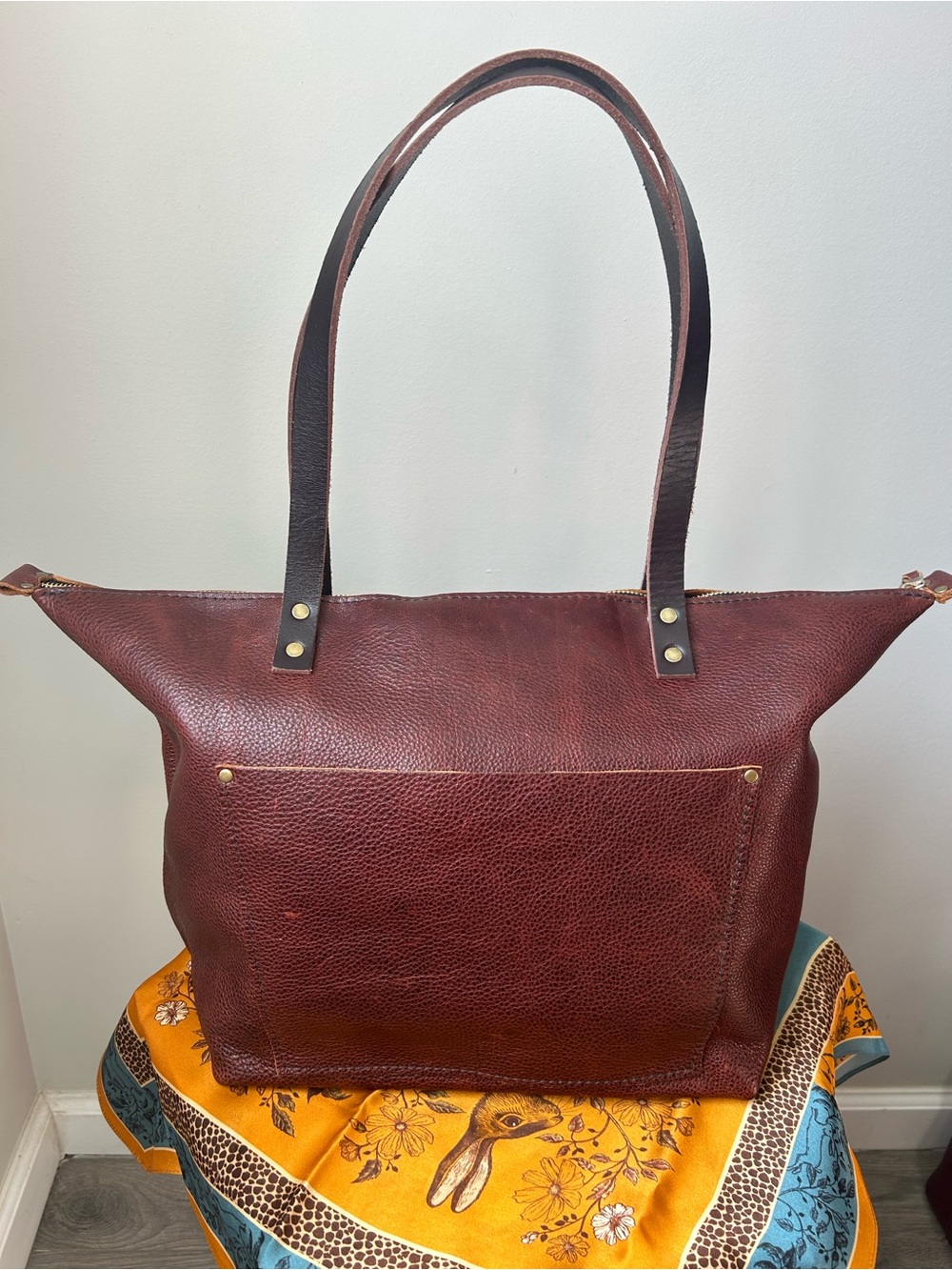 Portland Leather Goods Large Zippered Tote in Nutmeg!